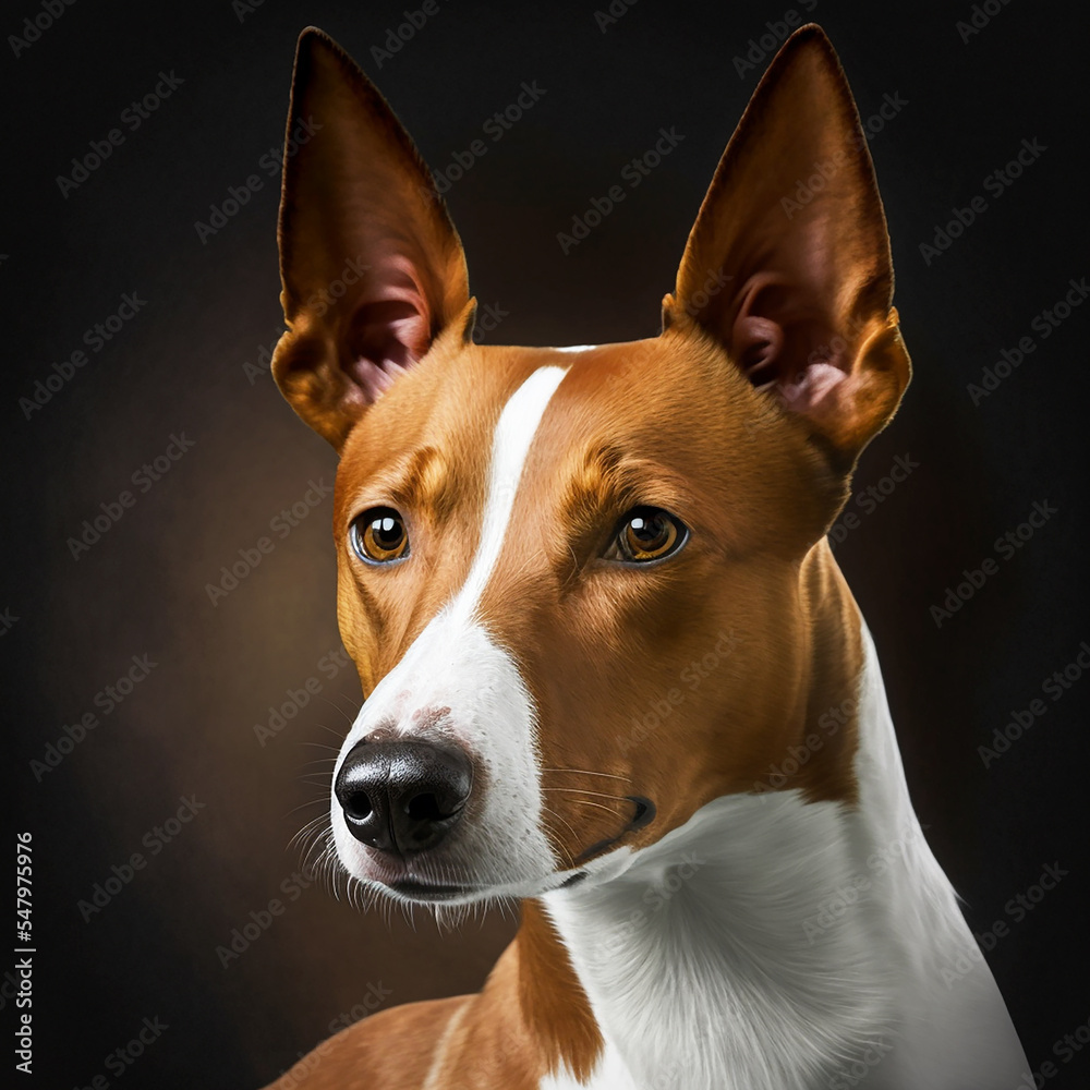 Realistic Basenji Dog Portrait Illustration, Glamour Pet Photo shot Portrait, 3D render, Close up Pedigreed Dog Realistic Basenji Dog Portrait Illustration, Glamour Pet Photo shot Portrait, 3D render, Close up Pedigreed Dog
