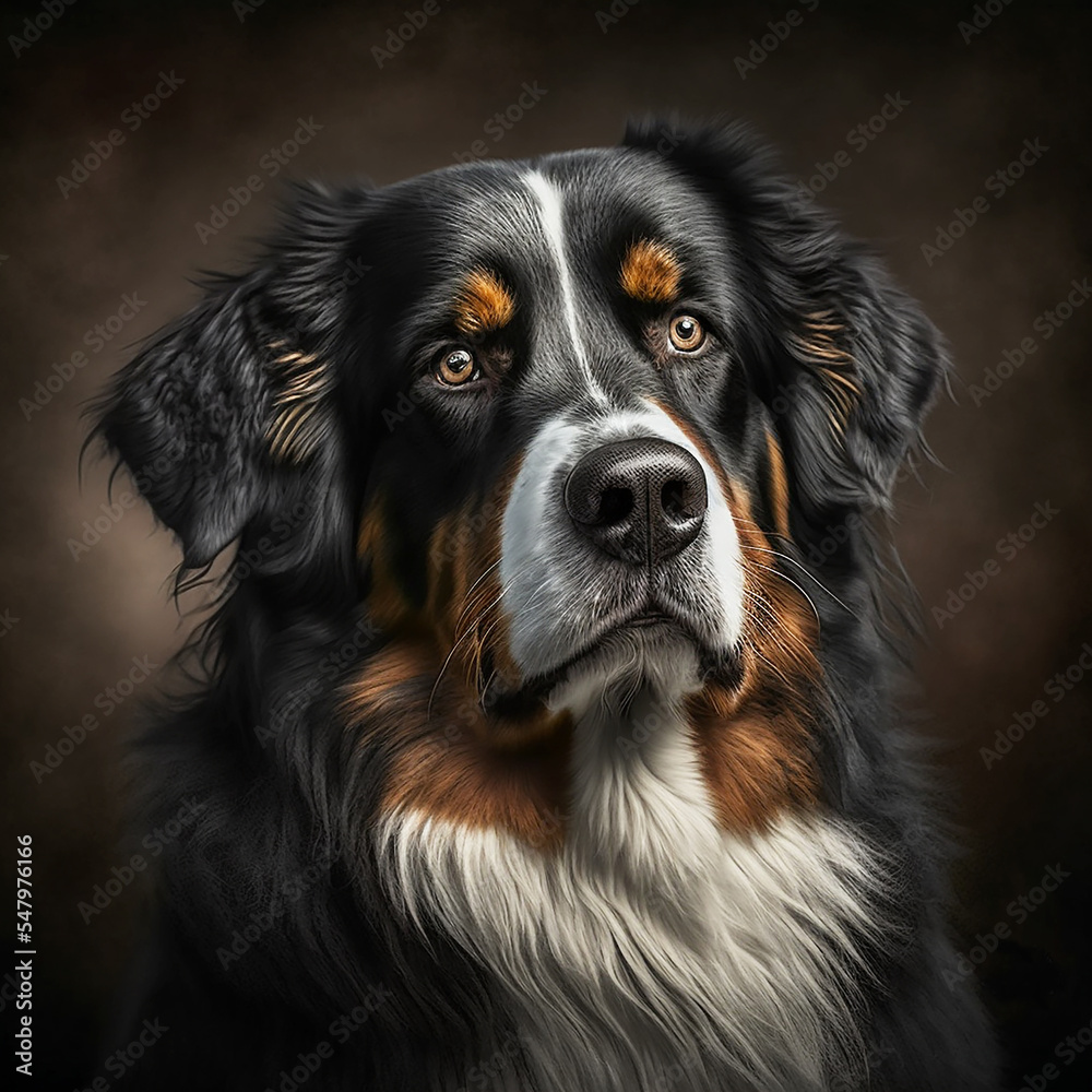 Realistic German Shepherd  Dog Portrait Illustration, Glamour Pet Photo shot Portrait, 3D render, Close up Pedigreed Dog