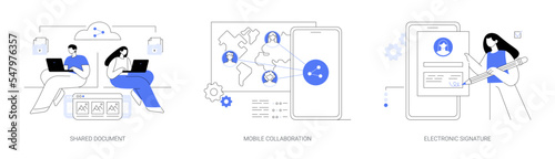 Collaborative document abstract concept vector illustrations.