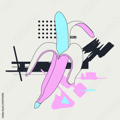 Fashion flat vector colored illustration. Papaya minimalist design. Go vegan concept photo