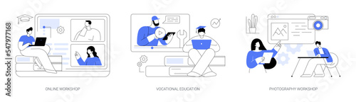 Professional learning abstract concept vector illustrations.