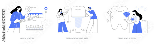 Teeth aesthetics abstract concept vector illustrations.
