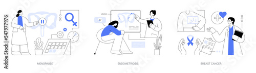 Female health issues abstract concept vector illustrations.