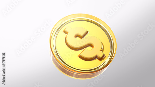 Gold coins with dollar sign isolated on a white background. 3d rendering.