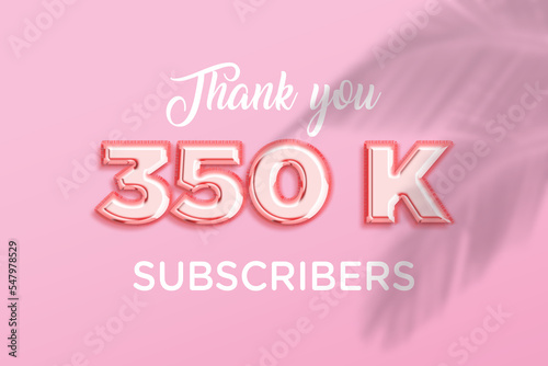 350 K  subscribers celebration greeting banner with Rose gold Design © Shahsoft Production