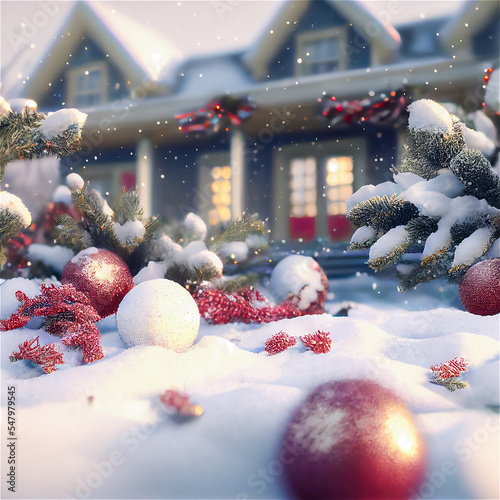 snowy Christmas house