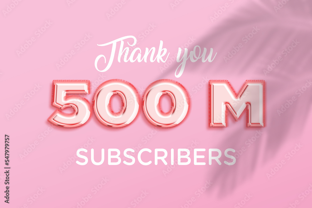 500 Million  subscribers celebration greeting banner with Rose gold Design