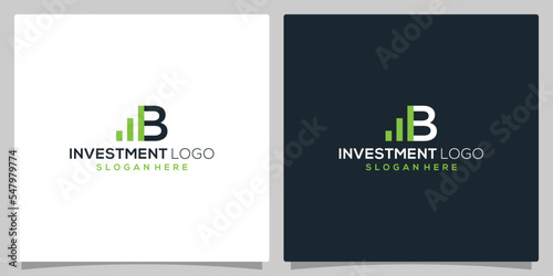 Initial letter B logo design template with investment chart logo graphic design vector illustration. Symbol, icon, creative.
