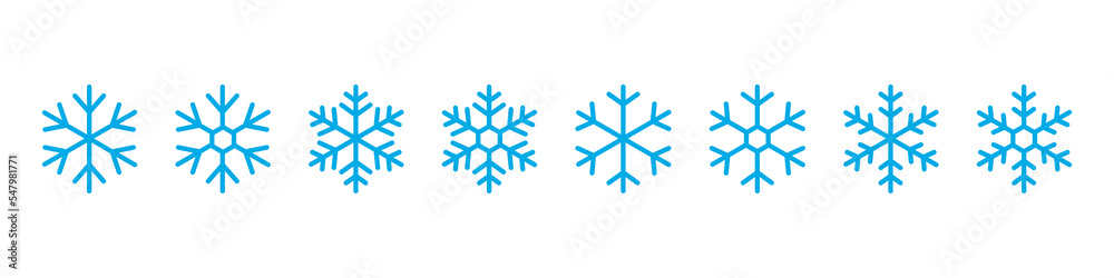 Snow flake icon. Snowflake vector sign.  Winter ice symbol isolated.