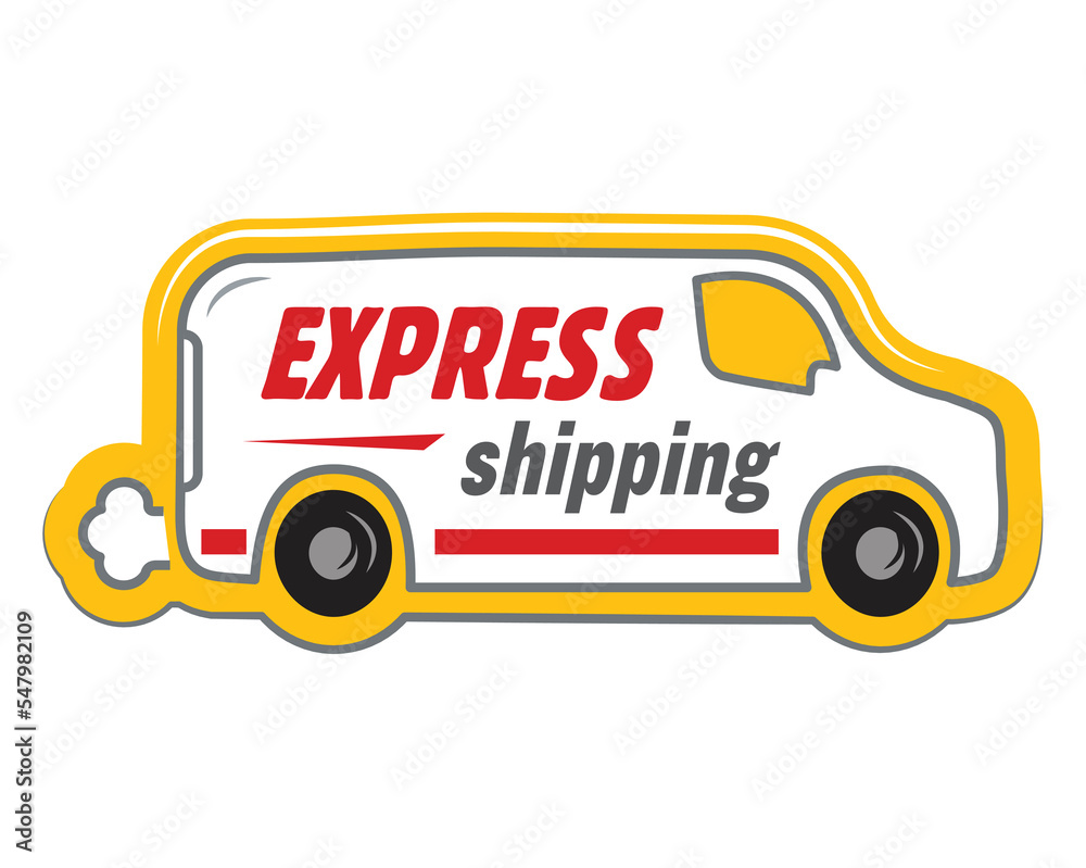 White truck - vehicle with EXPRESS SHIPPING message White truck - vehicle with EXPRESS SHIPPING message
