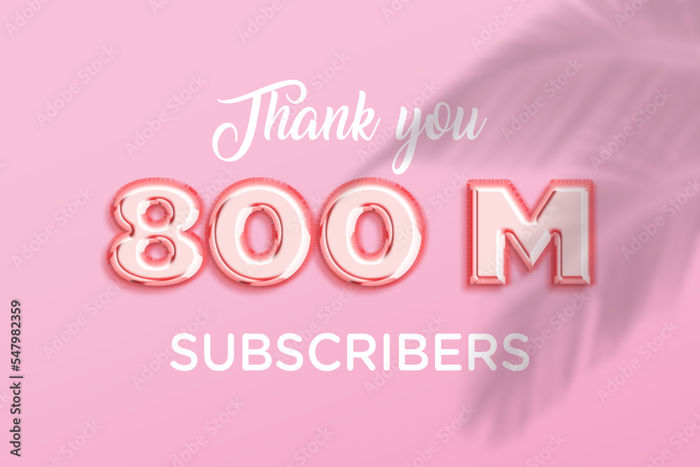 800 Million  subscribers celebration greeting banner with Rose gold Design