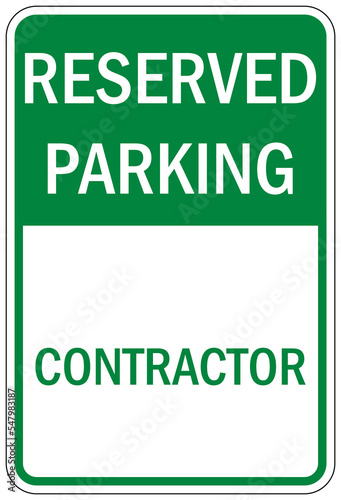 Contractor and construction parking sign