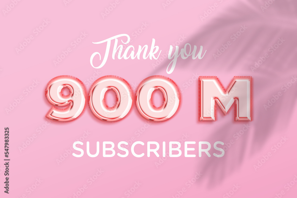 900 Million  subscribers celebration greeting banner with Rose gold Design