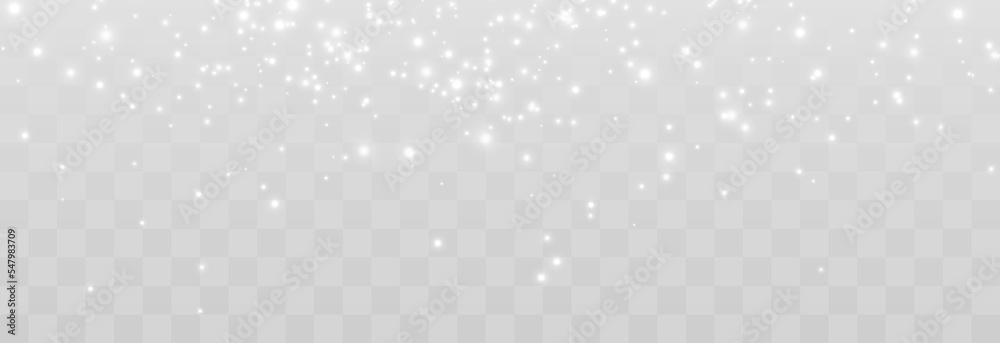 Magical light dust, dusty shine. Flying particles of light. Christmas light effect. Sparkling particles of fairy dust glow in transparent background. Vector illustration on png.