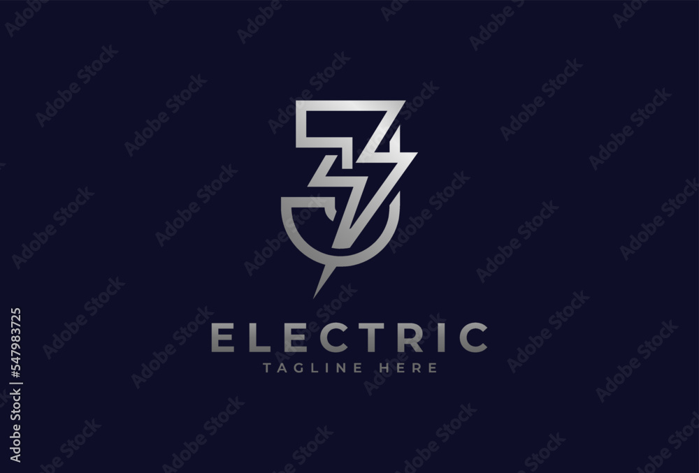 Electric Logo, letter J with thunder bolt combination, electric design logo template, vector illustration Electric Logo, letter J with thunder bolt combination, electric design logo template, vector illustration