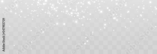 Magical light dust  dusty shine. Flying particles of light. Christmas light effect. Sparkling particles of fairy dust glow in transparent background. Vector illustration on png.