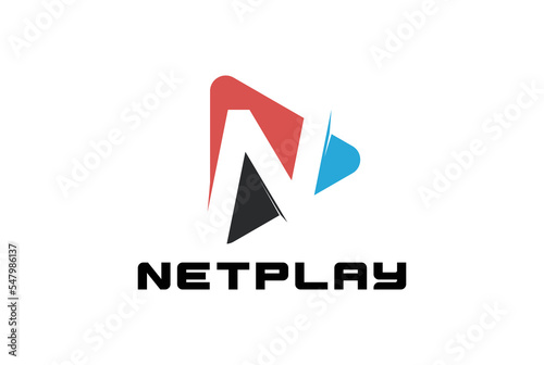 Modern Initial Letter N Triangle for Net Play Music Video or Movie Logo Design
