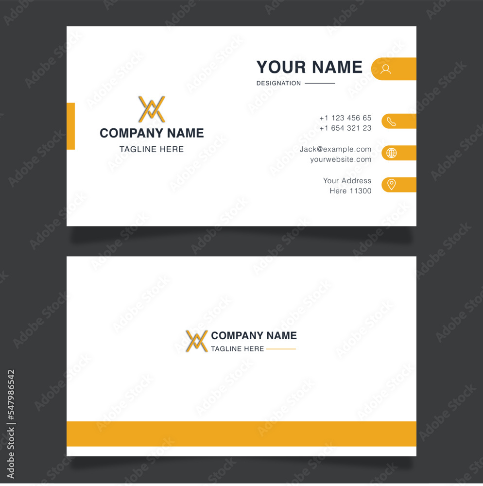 Naklejka premium Modern yellow business card design template