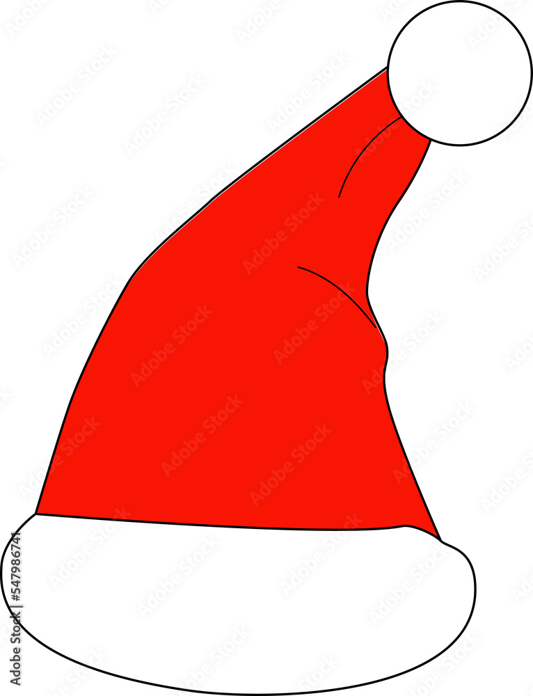 Christmas hat, Santa hat. Isolated design element.