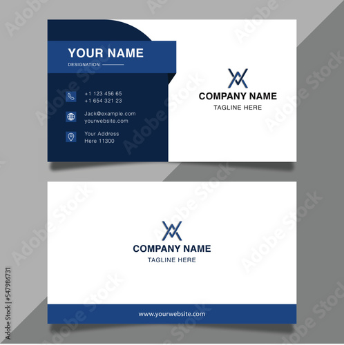 Blue business card modern design professional