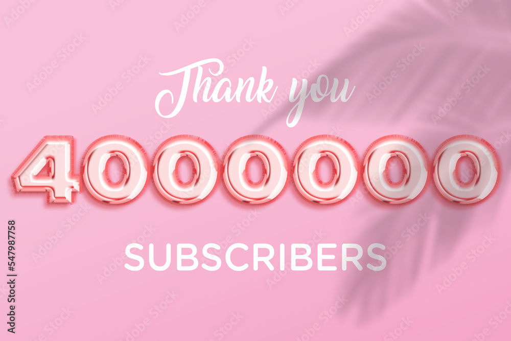 4000000 subscribers celebration greeting banner with Rose gold Design