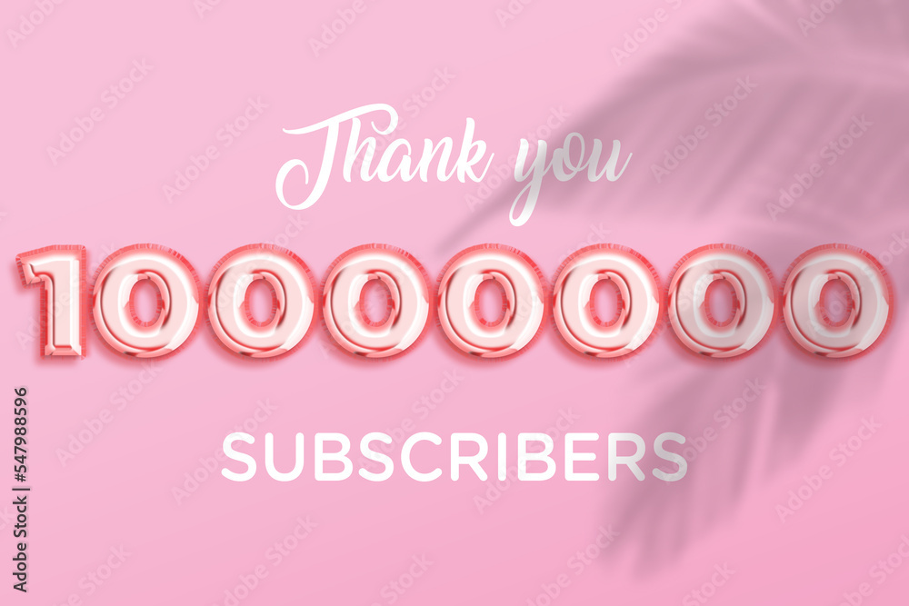 10000000 subscribers celebration greeting banner with Rose gold Design