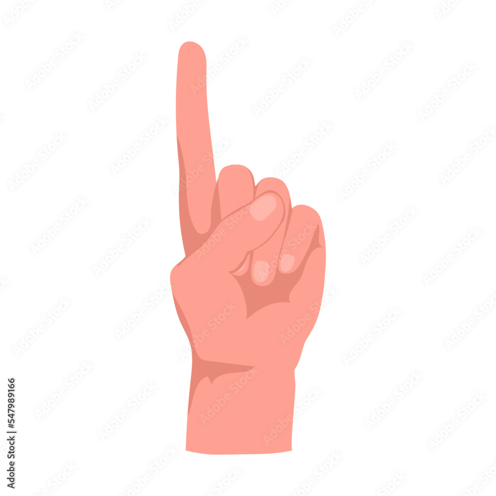 Finger pointing up. Hand gestures cartoon vector illustration. Human palm with finger, showing numbers, direction, symbol and sign. Gesturing concept Finger pointing up. Hand gestures cartoon vector illustration. Human palm with finger, showing numbers, direction, symbol and sign. Gesturing concept