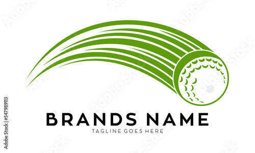 Flying golf ball illustration vector logo
