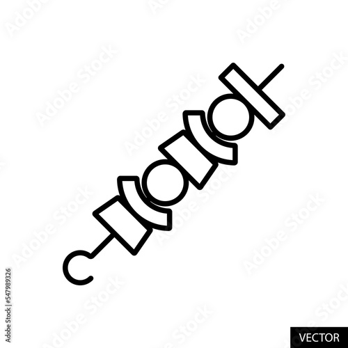 Shish kebab vector icon in line style design for website, app, UI, isolated on white background. Editable stroke. Vector illustration.