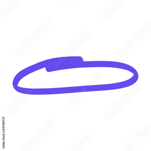 Hand drawn marker oval frame. Cartoon vector illustration. Blue permanent oval frame. Ink, doodle, texture for banner design