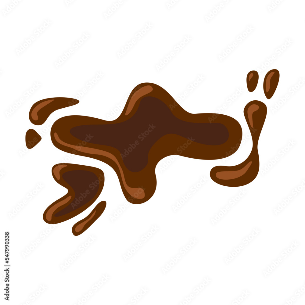 Splash of coffee vector illustration. Spilled drink, puddle of mud, liquid or fluid texture, splatter of brown paint isolated on white background. Texture, food, art concept Splash of coffee vector illustration. Spilled drink, puddle of mud, liquid or fluid texture, splatter of brown paint isolated on white background. Texture, food, art concept