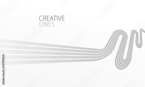 Wave lines in 3D perspective vector abstract background with smooth gradient of light grey and white monochrome colors, easy relaxing motion.