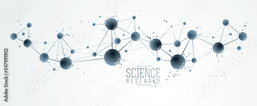 Molecules vector illustration, science chemistry and physics theme abstract background, micro and nano science and technology theme, atoms and microscopic particles.