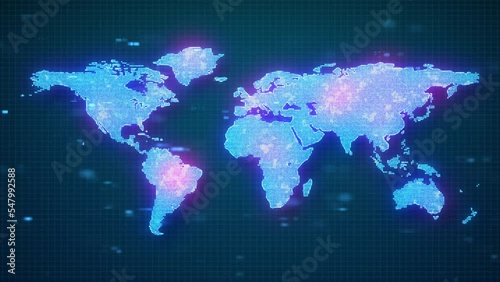 Global earth map  Hologram map with high quality 3D rendering of how connections and paths connect together like a high tech screen map.