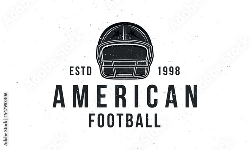 American Football logo. Football logo template with helmet. American football helmet isolated on white background. Vector emblem template