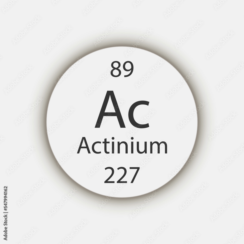 Actinium symbol. Chemical element of the periodic table. Vector illustration. Actinium symbol. Chemical element of the periodic table. Vector illustration.