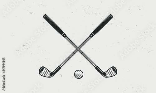 Golf logo. Golf logo, icon, sign. Crossed golf clubs isolated on white background. Vector emblem