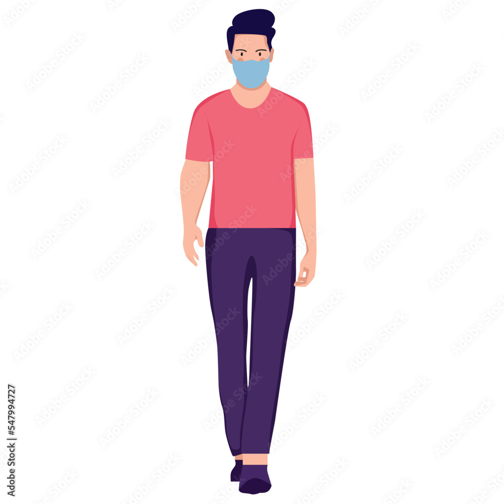 man wearing face mask illustration