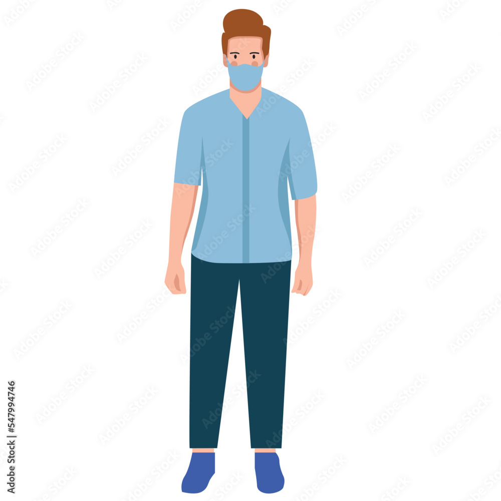 man wearing face mask illustration