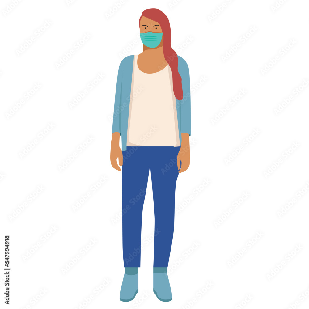 woman with mask vector illustration