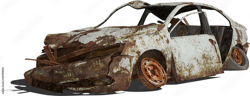 wrecked car