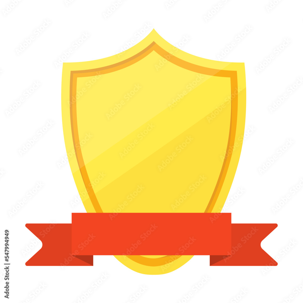Golden badge vector. Winners trophies award on white studio background. Championship, triumph, goal achievement concept. Prize design Golden badge vector. Winners trophies award on white studio background. Championship, triumph, goal achievement concept. Prize design