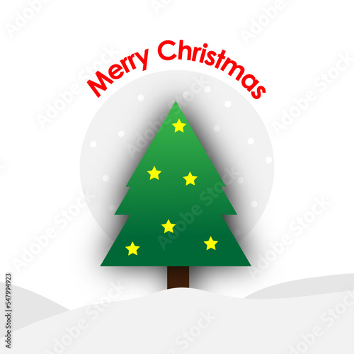 Illustrator vector of Christmas tree decorate with star with text merry christman
