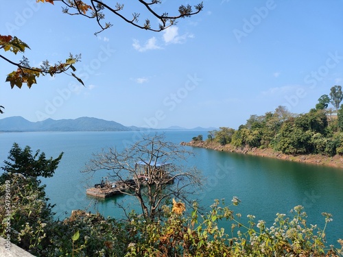 30.12.2021. Massanjore Dam, West Bengal, India. landscape view of blue water and sky of a river dam in Massanjore photo