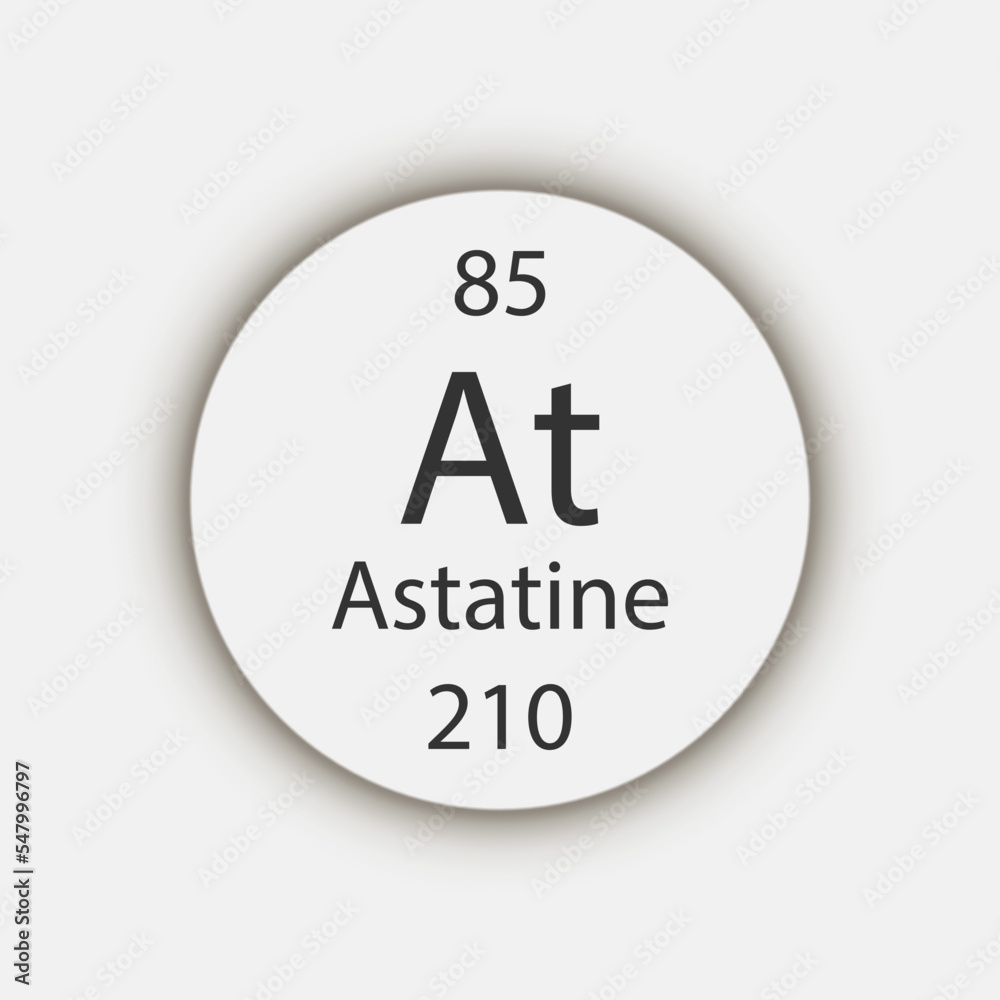 Astatine symbol. Chemical element of the periodic table. Vector illustration. Astatine symbol. Chemical element of the periodic table. Vector illustration.