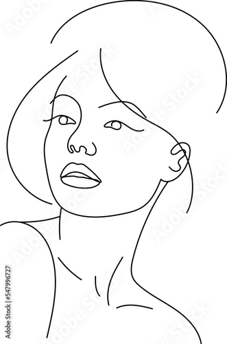 Beautiful woman trendy line art portrait
