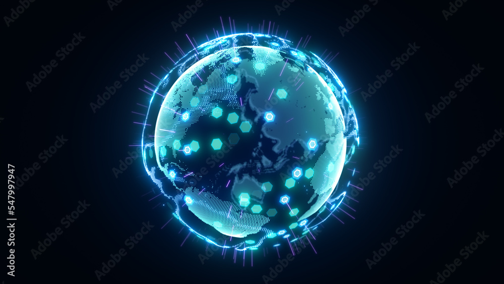 Global communication network concept, The planet earth at night with node connection, Business expansion worldwide background Global communication network concept, The planet earth at night with node connection, Business expansion worldwide background