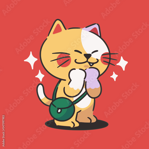 cute kitten with handbag pet mascot doodle element asset