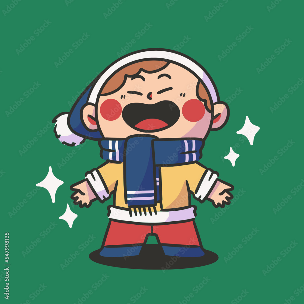 happy boy winter fashion collection 7 character doodle element