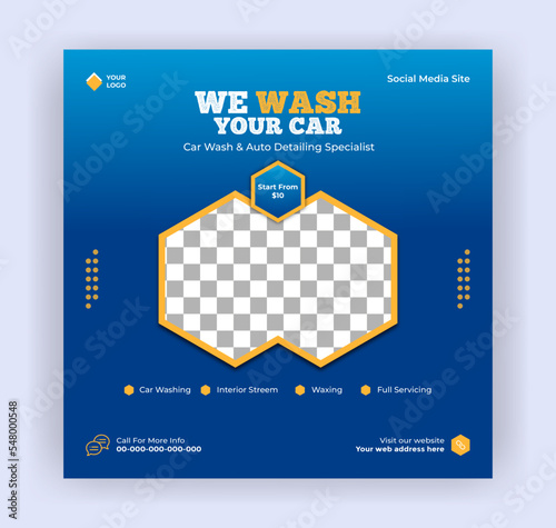 Car wash marketing promotional social media post web banner template